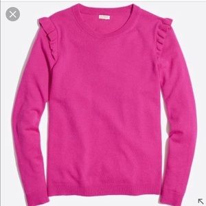 J.Crew wool blend sweater with ruffle shoulder
